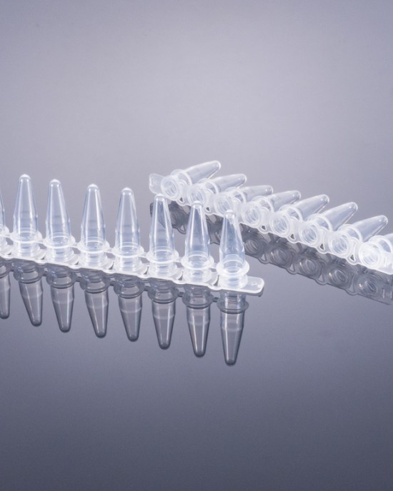 Sterile 8-Strip PCR Tubes, 0.20mL (250 pcs, Hinged-cap)