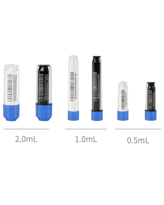 2D-Barcoded Cryogenic Storage Vials, 0.5 mL, Sterile (96 vails / rack)