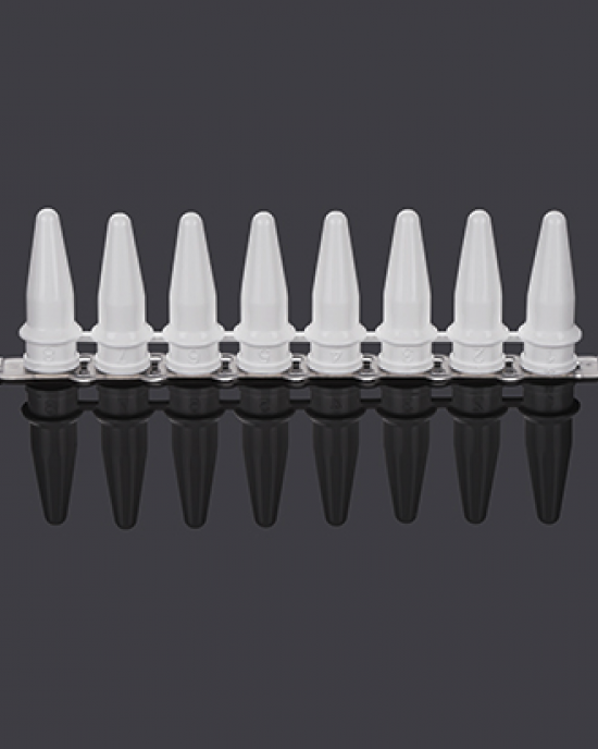 0.2 mL 8-Strip PCR Tubes, Flat Cap, White (125 pcs)