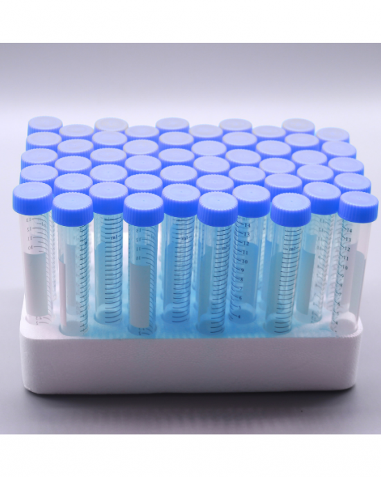 15 mL Conical Centrifuge Tubes, Foam Rack, Clear (500 tubes)
