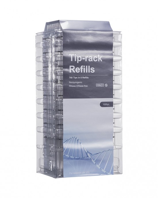 1000μL RN-LTS Compatible Pipette Tips, Refill-Box, Sterile (96 tips x 80 stacks, 7,680 tips) 1000μL RN-LTS Compatible Pipette Tips, Refill-Box, Sterile (96 tips x 80 stacks, 7,680 tips)